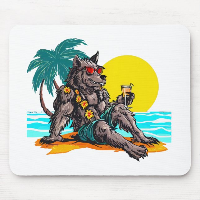 werewolf on vacation mouse mat (Front)