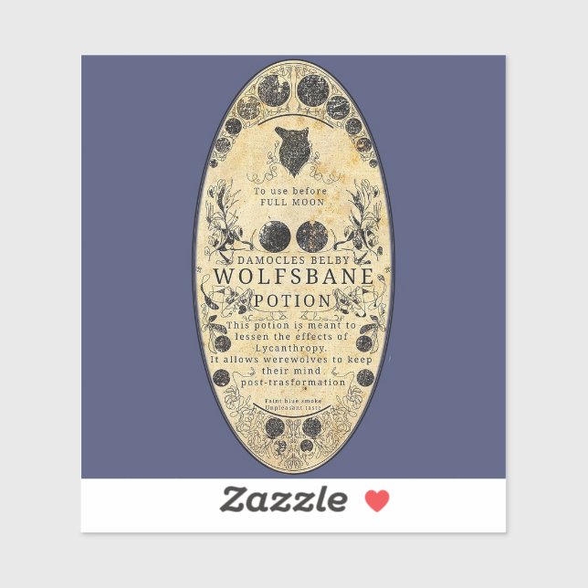 Werewolf potion label wolfsbane (Sheet)