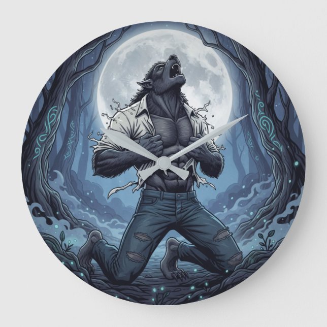 Werewolf Rips Shirt Large Clock (Front)
