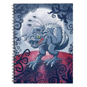 Werewolf Scratching Spooky Fleas Notebook