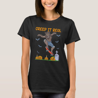 Werewolf Skater Halloween Skateboarding Creep It R T-Shirt