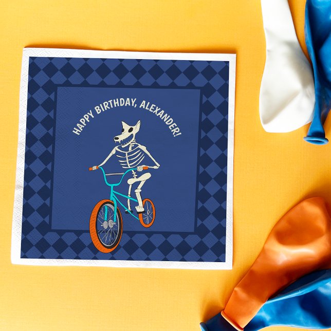 Werewolf Skeleton on a BMX Bike Personalized Napkin (Creator Uploaded)