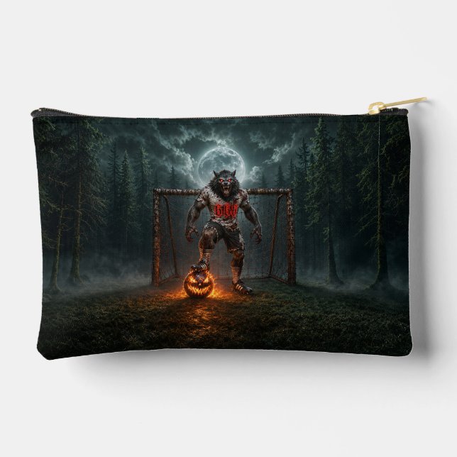 Werewolf Soccer Player Halloween Horror Art Accessory Pouch (Back)