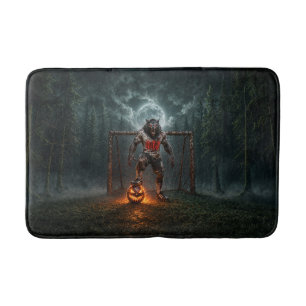 Werewolf Soccer Player Halloween Horror Art Bath Mat