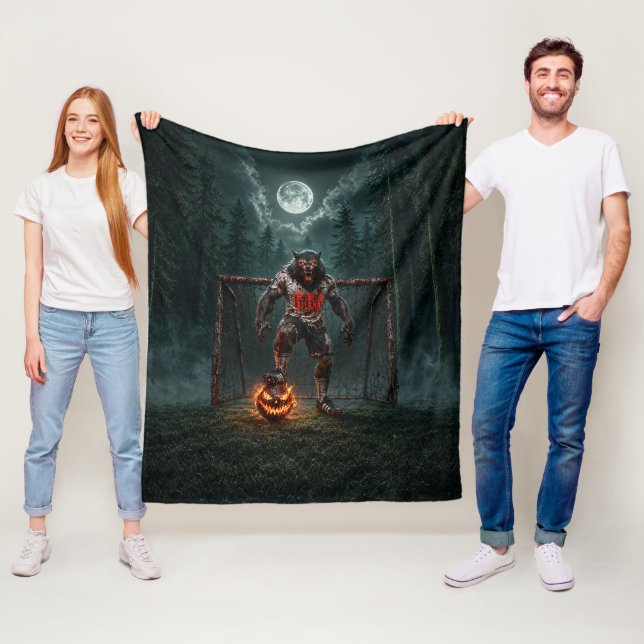 Werewolf Soccer Player Halloween Horror Art Fleece Blanket (In Situ)