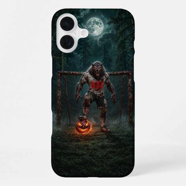 Werewolf Soccer Player Halloween Horror Art iPhone Case (Back)