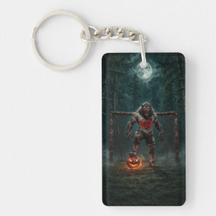 Werewolf Soccer Player Halloween Horror Art Key Ring