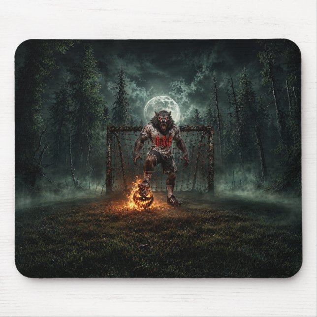 Werewolf Soccer Player Halloween Horror Art Mouse Mat (Front)