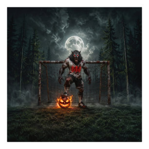 Werewolf Soccer Player Halloween Horror Art Photo Print