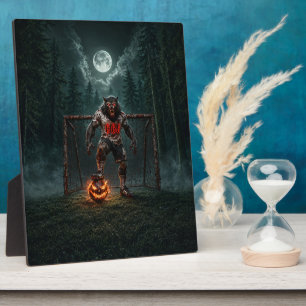 Werewolf Soccer Player Halloween Horror Art Plaque