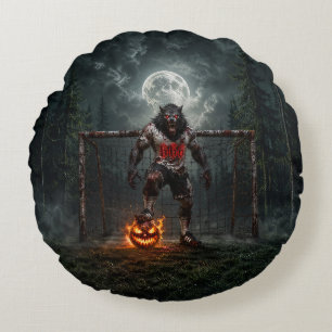 Werewolf Soccer Player Halloween Horror Art Round Cushion