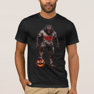 Werewolf Soccer Player Halloween Horror Art T-Shirt