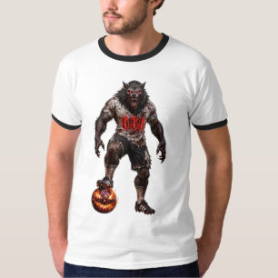 Werewolf Soccer Player Halloween Horror Art T-Shirt