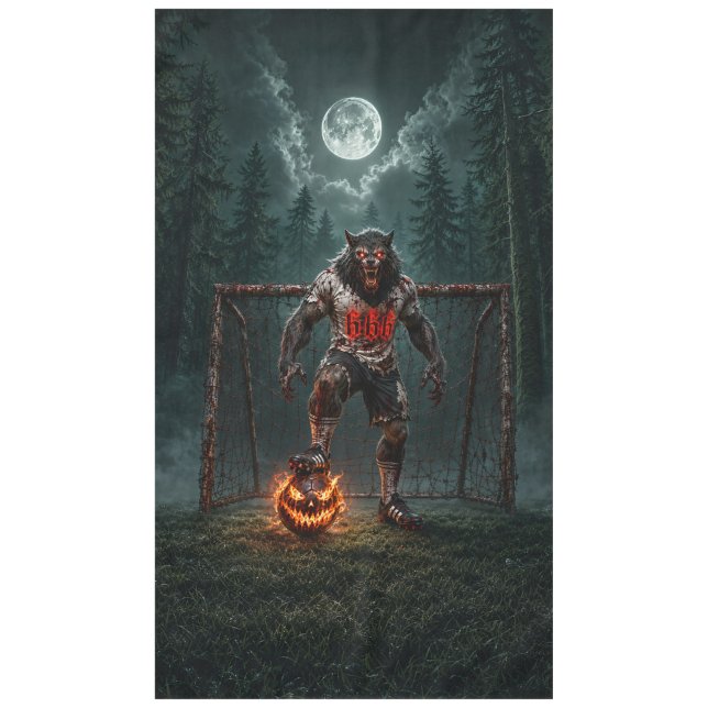 Werewolf Soccer Player Halloween Horror Art Tablecloth (Front)