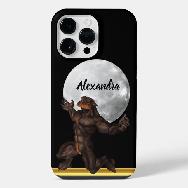 Werewolf standing in front of a moon iPhone case (Back)