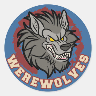 Werewolf team classic round sticker