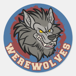 Werewolf team classic round sticker