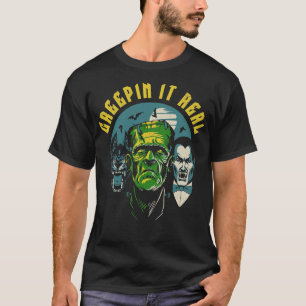Werewolf Vampire Dracula Halloween Creepin It Real T-Shirt