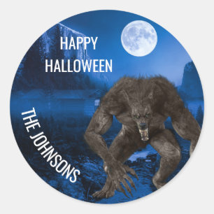 Werewolf Wolf Halloween Full Moon  Classic Round Sticker