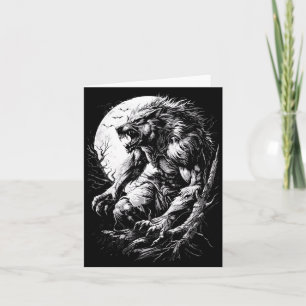 Werewolf Wolf Howling at Full Moon Card