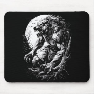 Werewolf Wolf Howling at Full Moon Mouse Mat