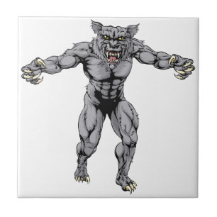 Werewolf wolf scary sports mascot tile