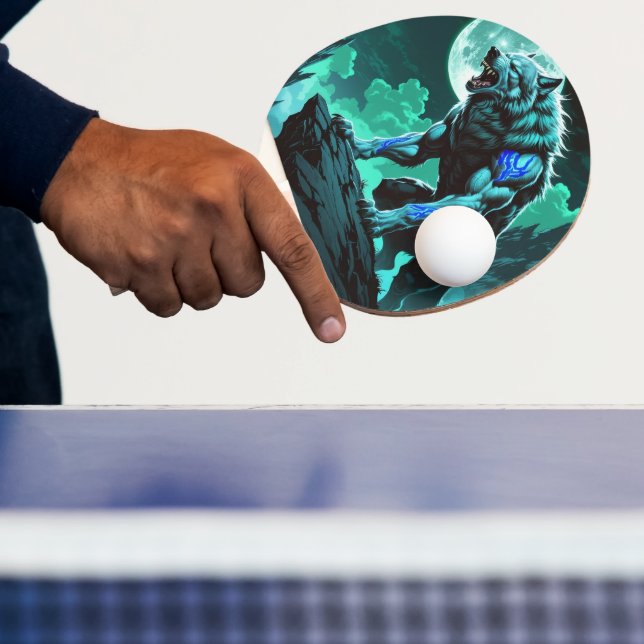 Werewolf - Wolf Themed Ping Pong Paddle (Insitu)