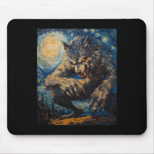 Werewolf Wolf Wolves - Van Gogh Style – Starry Nig Mouse Mat