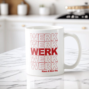 Werk Red Typography Coffee Mug