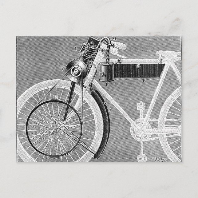 Werner Motorcycle, 1898 Postcard (Front)
