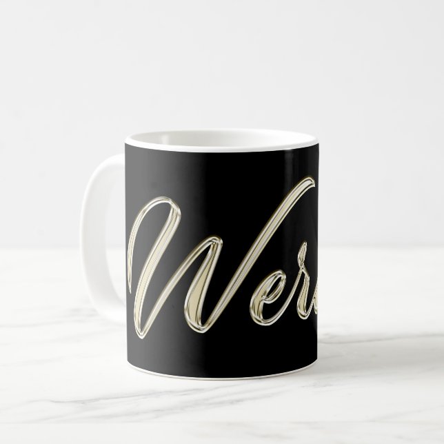Werner Name white gold cup tea cup coffee cup (Front Left)