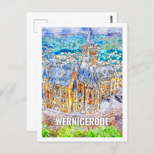 Wernigerode Germany Famous Travel Place Watercolor Postcard