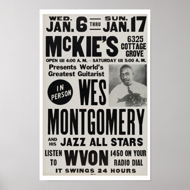 Wes Montgomery at McKie´s Jazz Vintage Poster (Front)