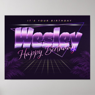 Wesley Name First name lila retro Poster Birthday