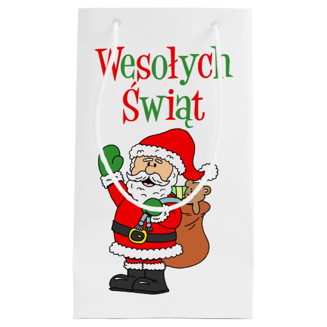 Wesolych Swiat And Santa Polish Christmas Small Gi Gift Bag (Front)