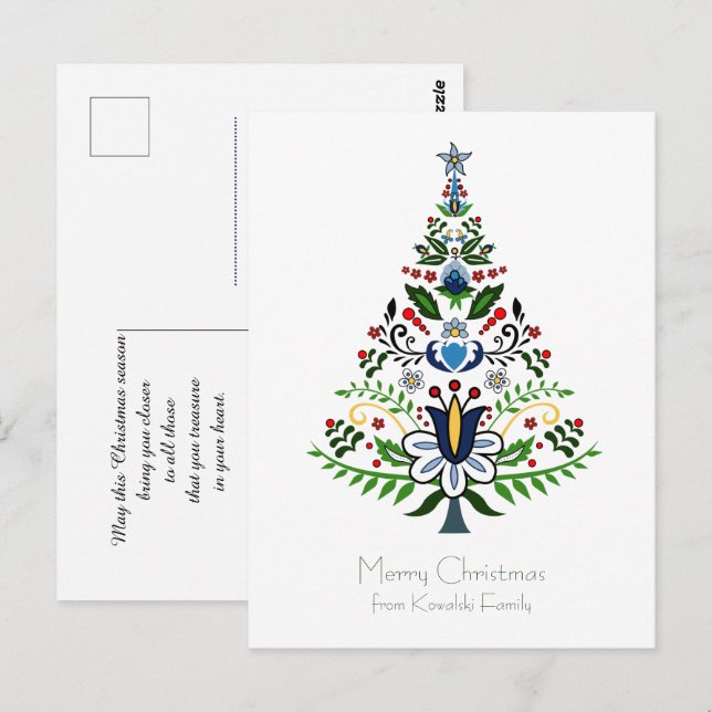 Wesolych Swiat - awesome Kashubian Christmas tree  Postcard (Front/Back)