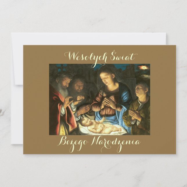 Wesołych świąt Christmas Card in Polish (Front)