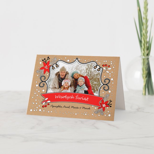 Wesołych Świąt. Christmas Photo Card in Polish (Front)
