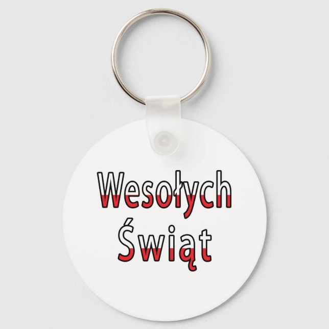 Wesolych Swiat Flag Key Ring (Front)