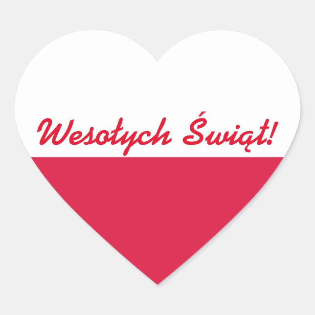 Wesołych Świąt Flaga - Merry Christmas in Polish Heart Sticker (Front)