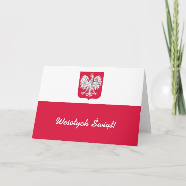Wesołych Świąt Flaga Polski - Polish Flag Holiday Card (Front)