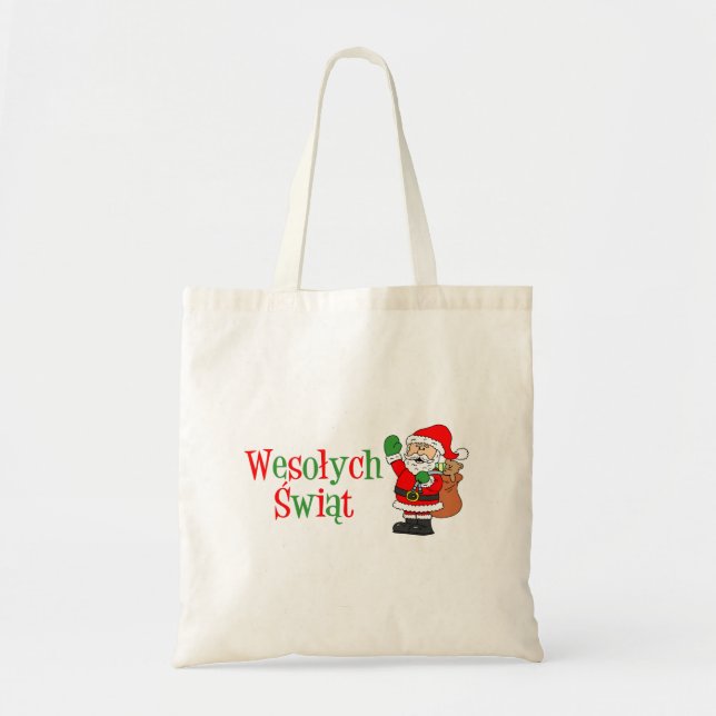 Wesolych Swiat Italian Christmas Santa Tote Bag (Front)