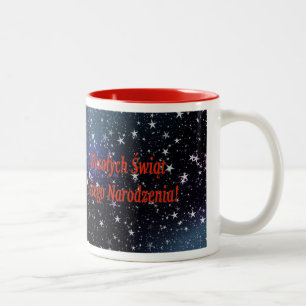 Wesołych Świąt ...! Merry Christmas in Polish r Two-Tone Coffee Mug