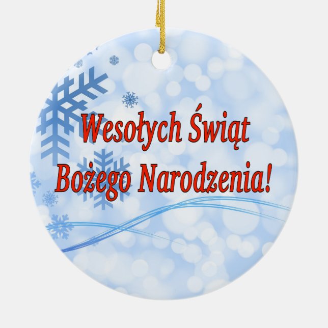 Wesołych Świąt ...! Merry Christmas in Polish rf Ceramic Tree Decoration (Back)