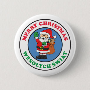 Wesolych Swiat Polish Christmas 6 Cm Round Badge