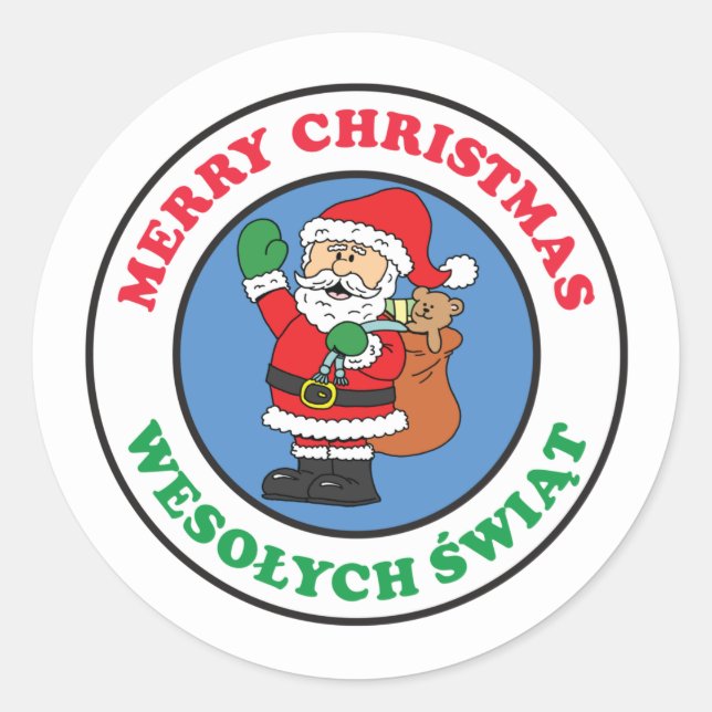 Wesolych Swiat Polish Christmas Classic Round Sticker (Front)
