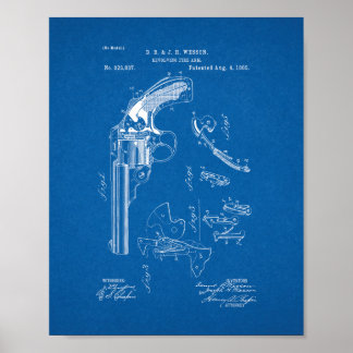 Wesson Revolving Fire Arm Patent - Blueprint Poster