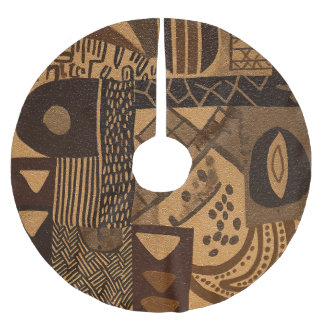 West African design elements in neutral colors Brushed Polyester Tree Skirt