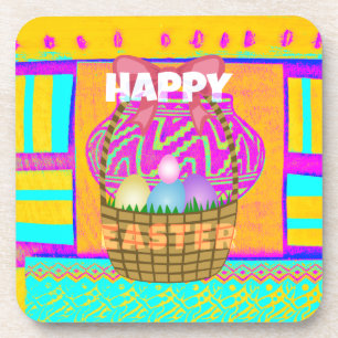 West African Inspired Easter Basket & Eggs Art  Coaster