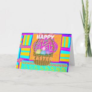 West African Inspired Easter Basket & Eggs Art  Holiday Card